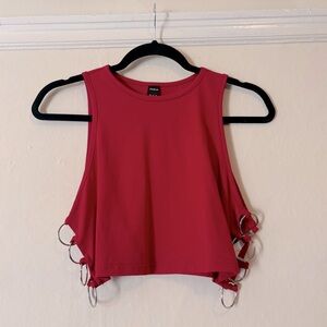 Red Crop Tank W/ Open Sides